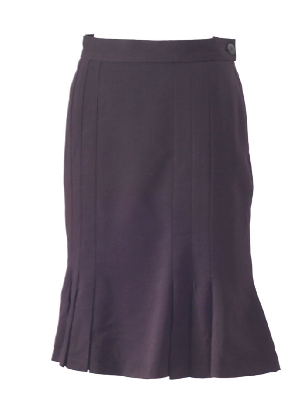 Escada By Margaretha Ley Dark Brown Wool Skirt With Bottom Pleats - Germany